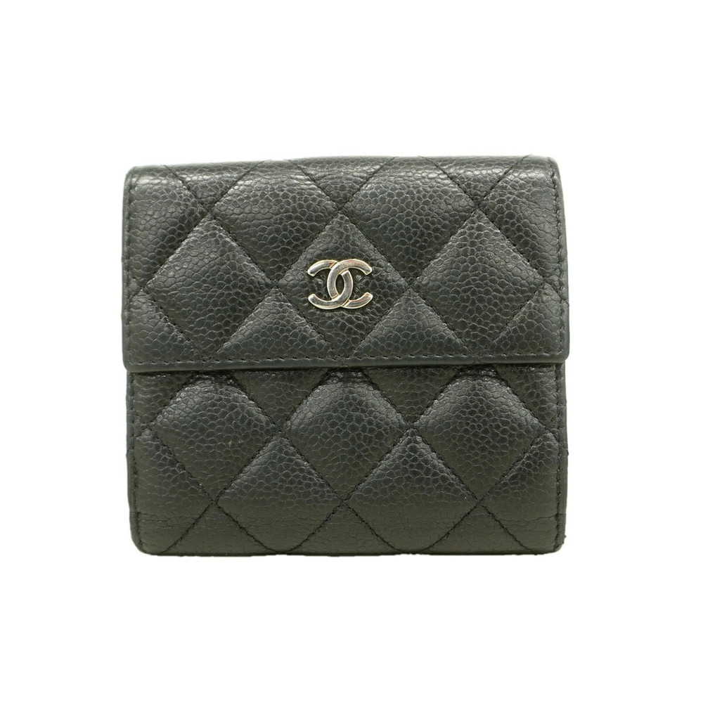 Chanel Matelassé Caviar Leather Wallet, Black, Women's